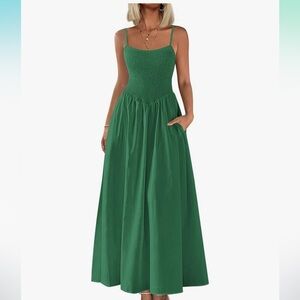 NWOT Smocked Elegant Green Maxi Dress